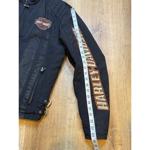Y2K Harley Davidson Mens Black Moto Racing Jacket Nylon Quilted Lining M - Picture 7 of 7